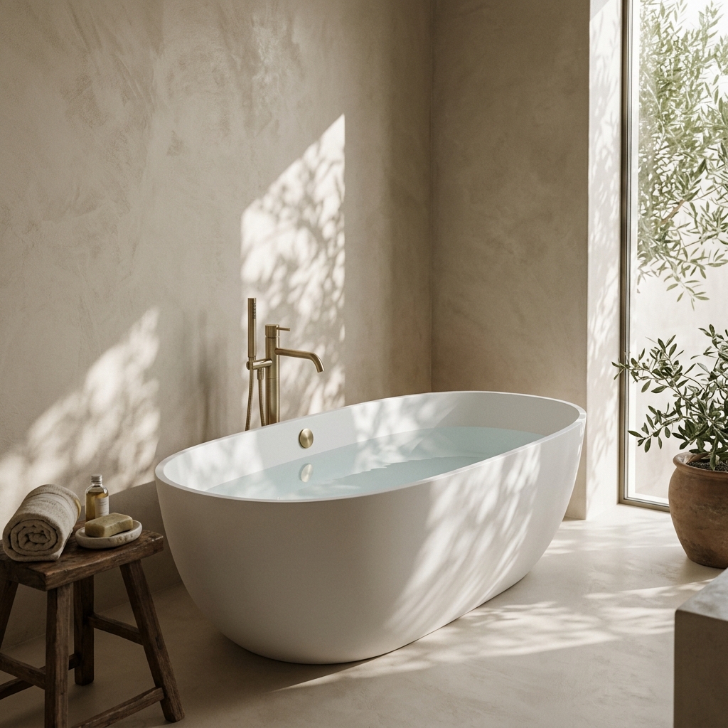 Organic Freestanding Tub - Microcement Finish