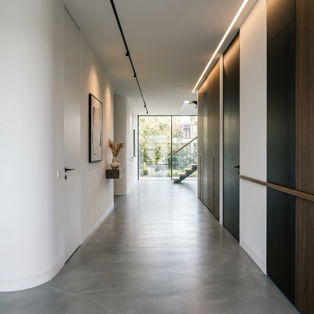 Contemporary Hallway - Microcement Finish
