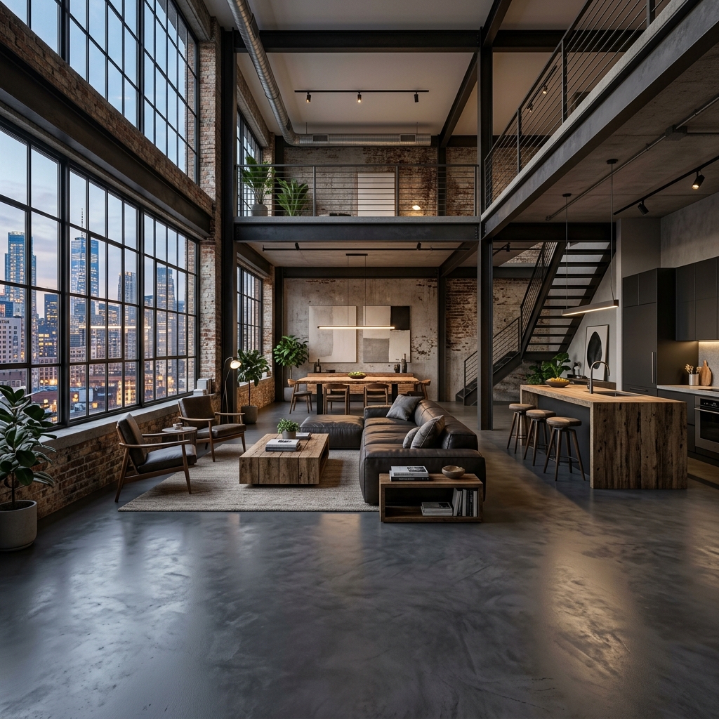 Industrial Open Space - Microcement Finish