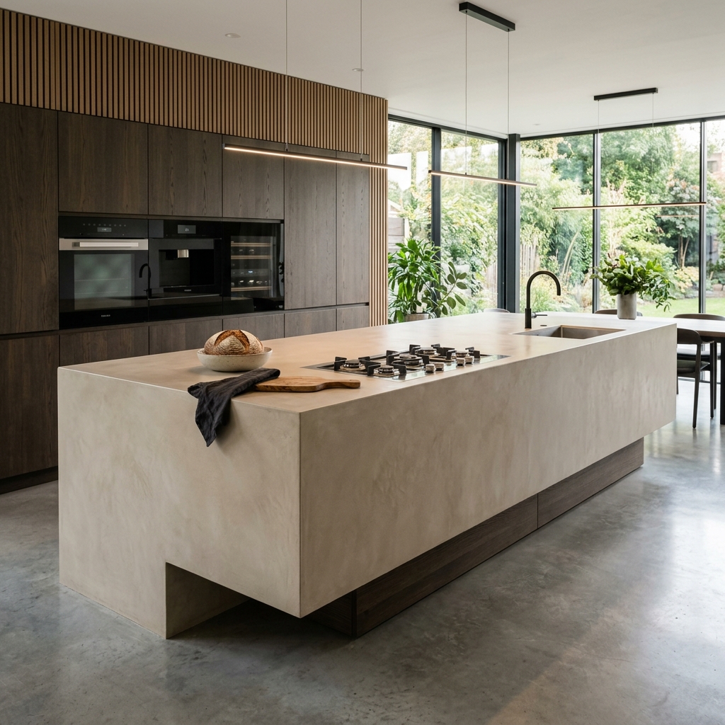Bespoke Kitchen Island - Microcement Finish