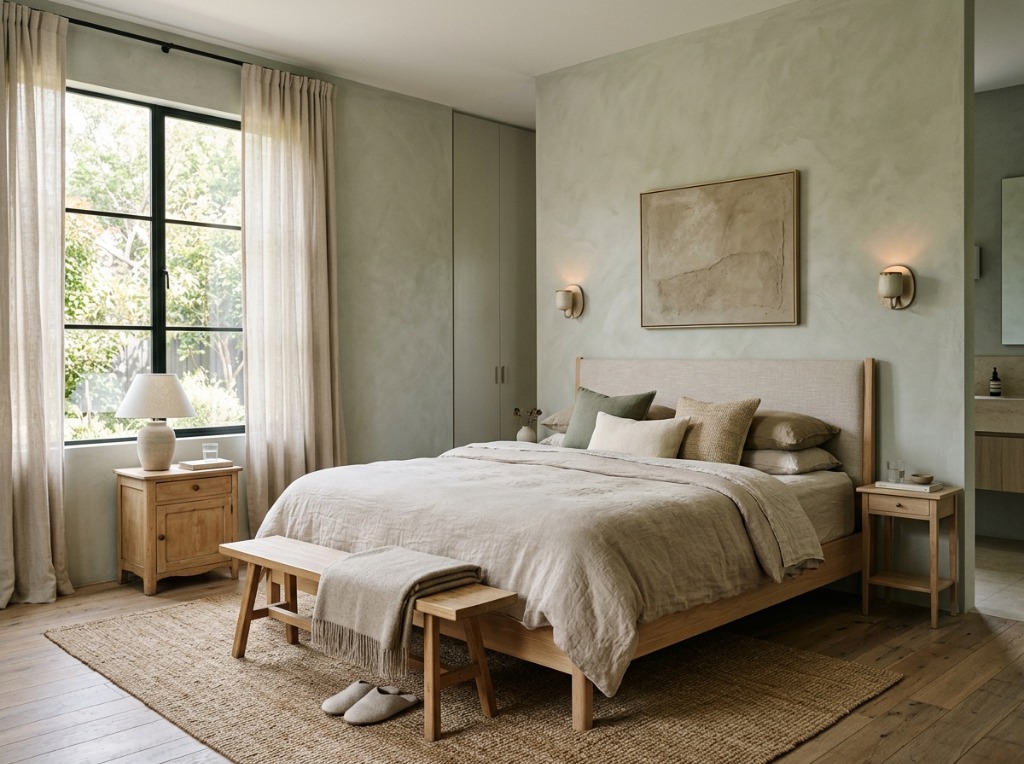 Sage Mist Serene Master Sanctuary - Limewash Finish