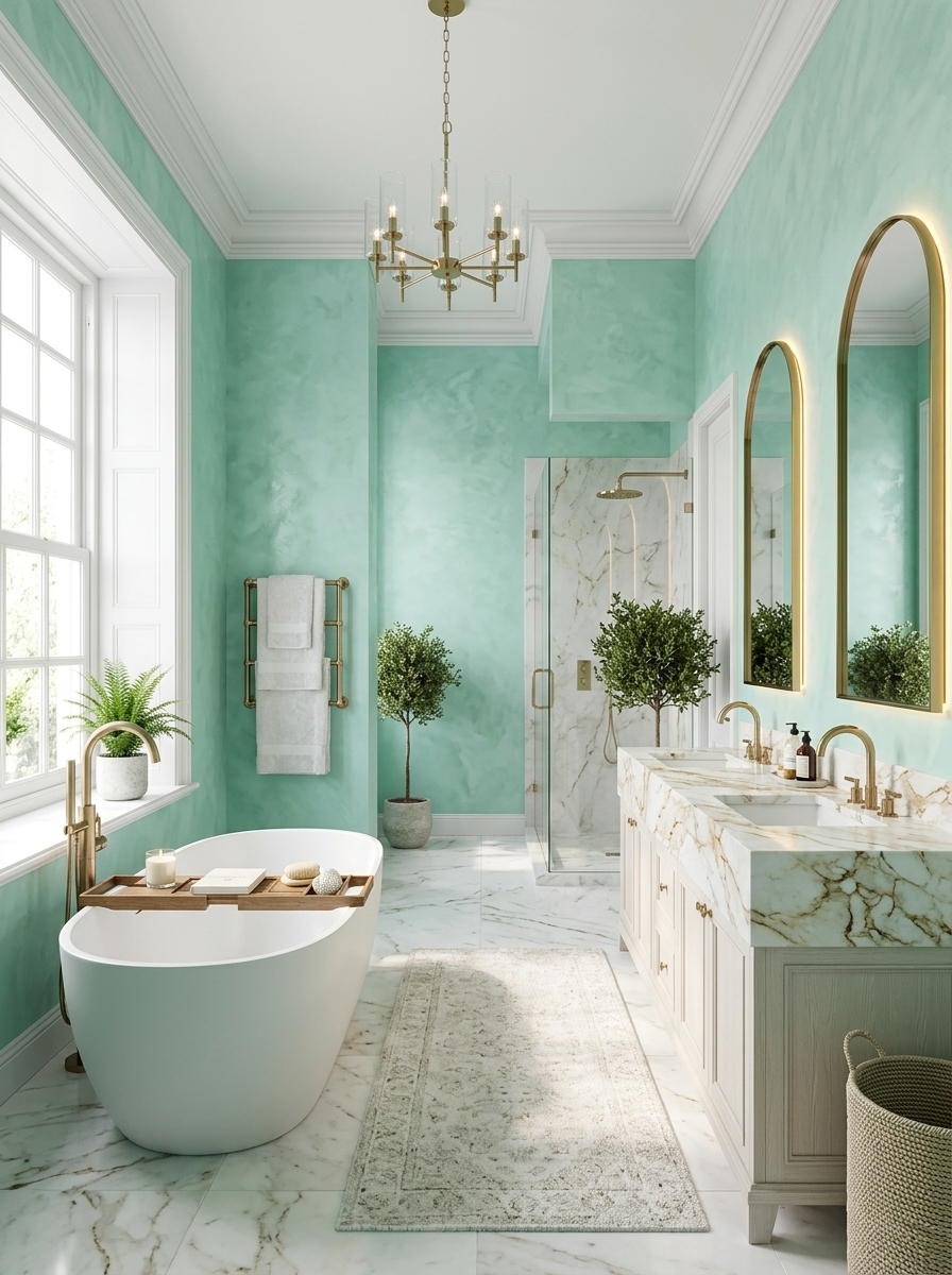 Spa-Inspired Bathroom - Venetian Plaster Finish