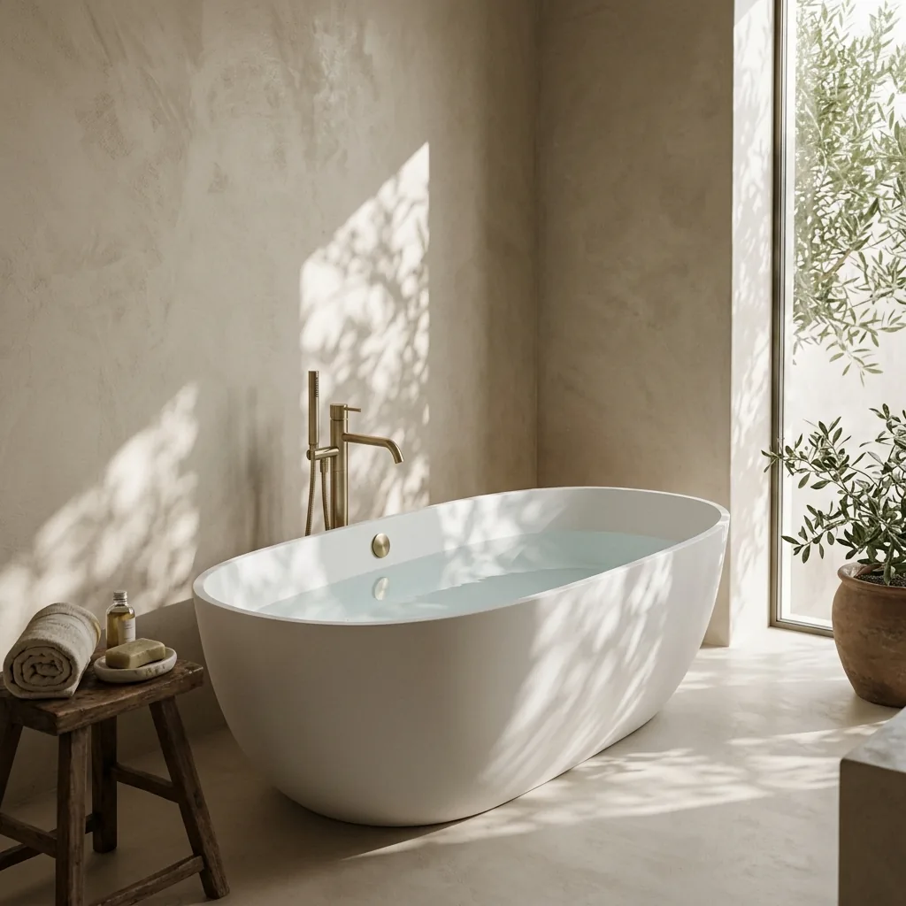 Organic Freestanding Tub - Microcement Finish