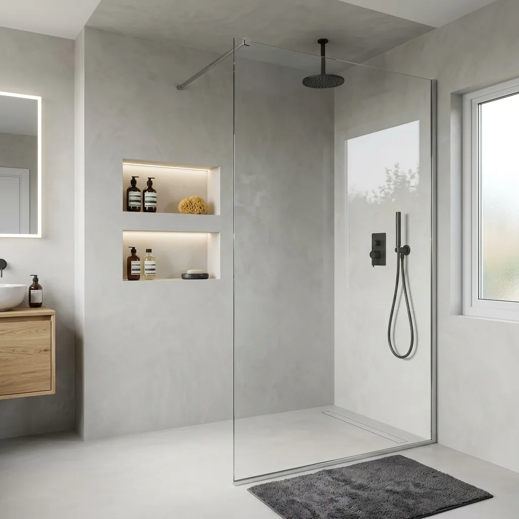 Niche Walk-In Shower - Microcement Finish