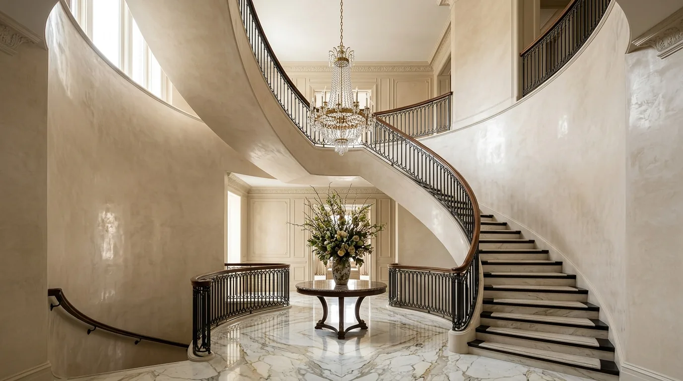 High-End Residential Atrium - Venetian Plaster Finish